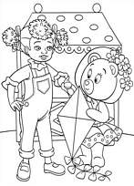 coloriage les amis de oui oui mirou et melissa avec un cerf volant